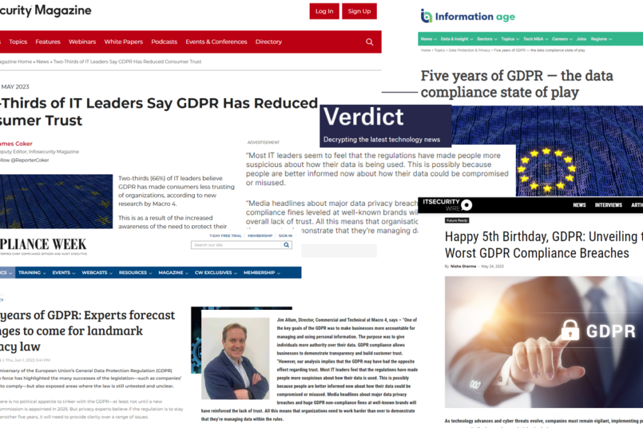 Technology PR agency media coverage from GDPR survey campaign