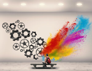 Man inspired with ideas for creative content marketing services